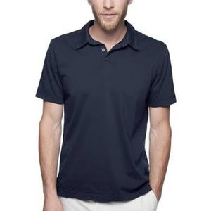 James Perse Deep Blue Sueded Jersey Cotton Polo